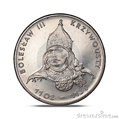 Polish coin BolesÅ‚aw III Krzywousty from 1982 Stock Photo